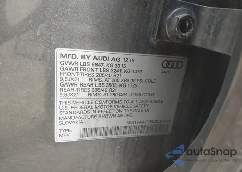 2019 Audi Q7 55 Premium from USA, damaged, VIN WA1VAAF78KD025828